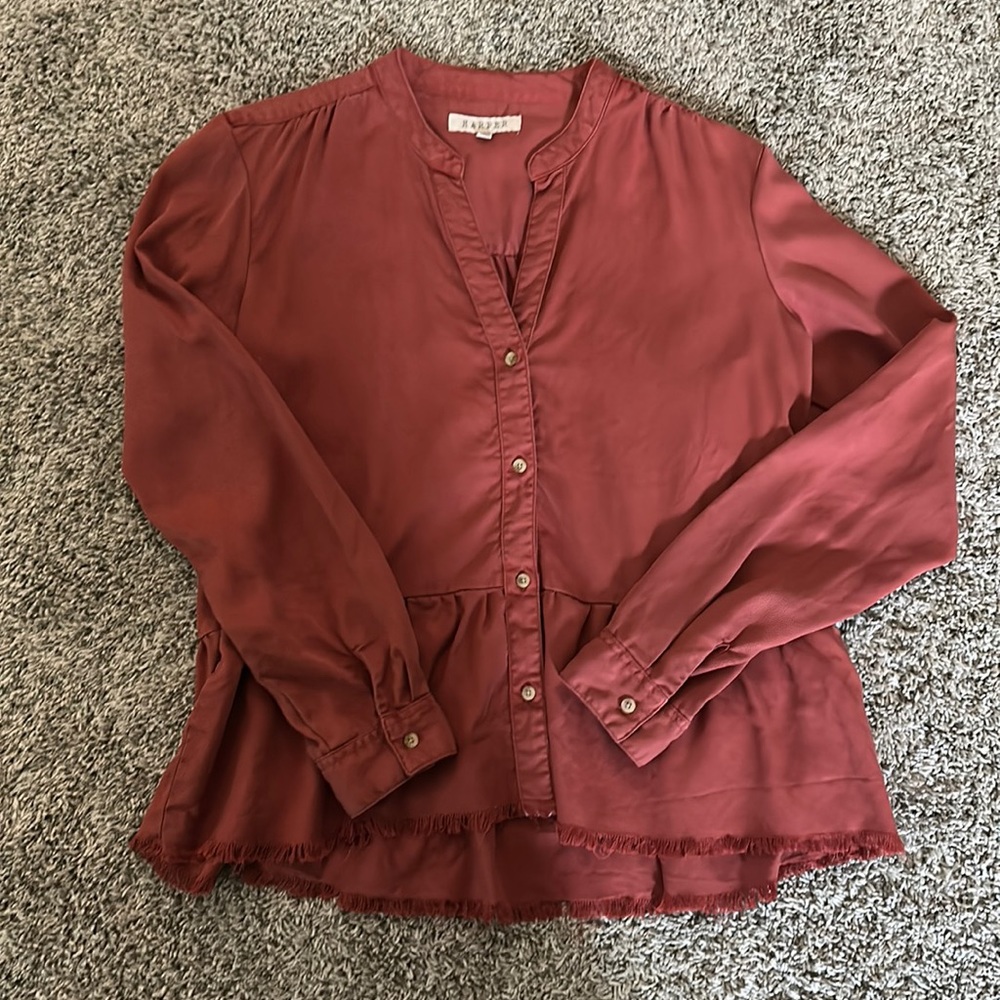 Harper Rust Button Down Blouse Medium